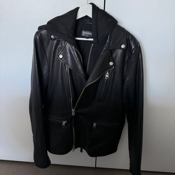 Vintage Mackage Men’s Leather Moto Jacket w/ Detachable Hood – Size 38 - Picture 1 of 1